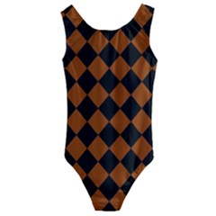 Block Fiesta - Burnt Orange & Black Kids  Cut-out Back One Piece Swimsuit