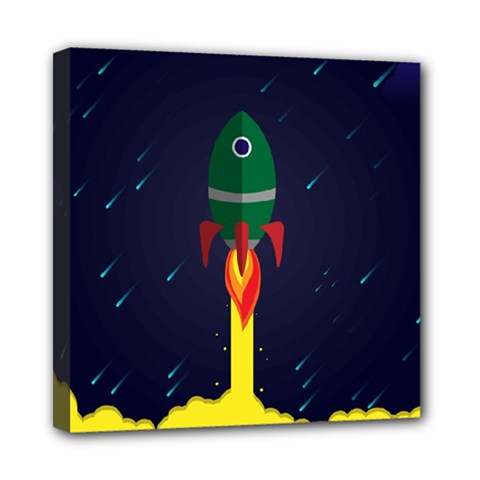 Rocket Halftone Astrology Astronaut Mini Canvas 8  X 8  (stretched)