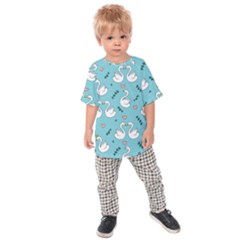 Elegant-swan-pattern-design Kids  Raglan Tee
