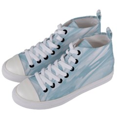 Light Blue Feathered Texture Women s Mid-top Canvas Sneakers