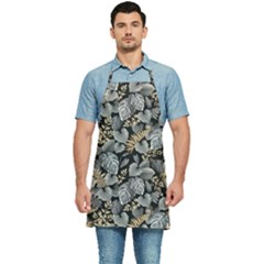 Metallic Leaves Pattern Kitchen Apron