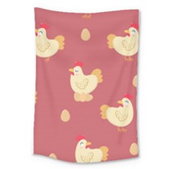 Cute-chicken-eggs-seamless-pattern Large Tapestry