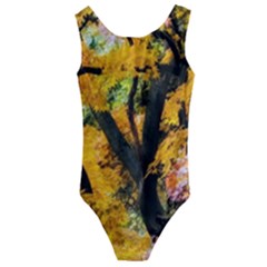 Japan Garden Color Tree Zen Kids  Cut-out Back One Piece Swimsuit