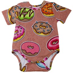 Doughnut Doodle Colorful Seamless Pattern Baby Short Sleeve Onesie Bodysuit
