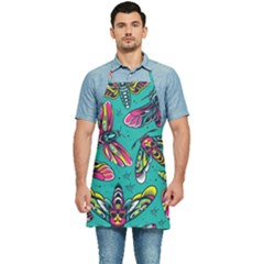 Vintage Colorful Insects Seamless Pattern Kitchen Apron