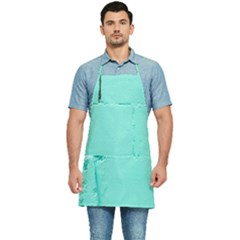Teal Brick Texture Kitchen Apron