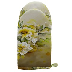 Watercolor Yellow And-white Flower Background Microwave Oven Glove