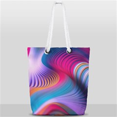 Colorful 3d Waves Creative Wave Waves Wavy Background Texture Full Print Rope Handle Tote (small)