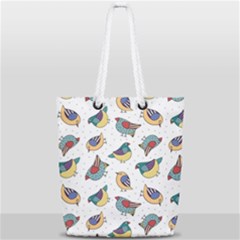 Seamless-pattern-with-hand-drawn-bird-black Full Print Rope Handle Tote (small)