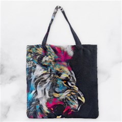 Angry Male Lion Roar Grocery Tote Bag