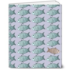 Fishes Pattern Background Theme Art 8  X 10  Hardcover Notebook