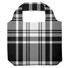 Pixel-background-design-modern-seamless-pattern-plaid-square-texture-fabric-tartan-scottish-textile- Premium Foldable Grocery Recycle Bag