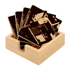 Minimalist Abstract Shaping Abstract Digital Art Bamboo Coaster Set