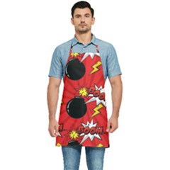 Pop Art Comic Pattern Bomb Boom Explosion Background Kitchen Apron