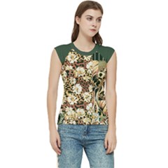 Floral Leaf Chain Patchwork Pattern 2 Women s Raglan Cap Sleeve Tee
