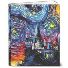 Castle Starry Night Print Van Gogh Parody 8  X 10  Hardcover Notebook