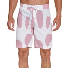Cow Print, Pink, Design, Pattern, Animal, Baby Pink, Simple, Men s Beach Shorts