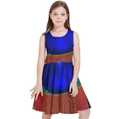 Peacock-feathers,blue 1 Kids  Skater Dress