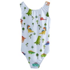 Baby Dino Seamless Pattern Kids  Cut-out Back One Piece Swimsuit