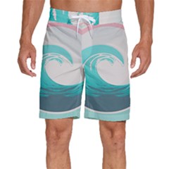 Tidal Wave Ocean Sea Tsunami Wave Minimalist Men s Beach Shorts