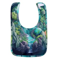 Waterfall Jungle Nature Paper Craft Trees Tropical Baby Bib