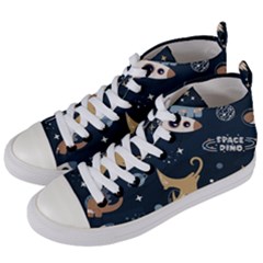 Space Theme Art Pattern Design Wallpaper Women s Mid-top Canvas Sneakers