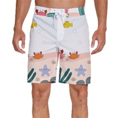Cartoon Marine Life Marine Drawing Men s Beach Shorts