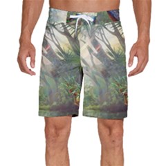 Peafowl Peacock Bird Birds Painting Art Wildlife Men s Beach Shorts
