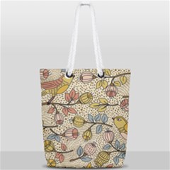 Seamless Pattern With Flower Bird Full Print Rope Handle Tote (small)