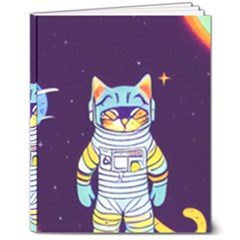 Cat Astronaut Space Retro Universe 8  X 10  Hardcover Notebook