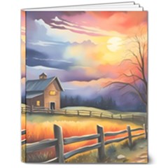 Rural Farm Fence Pathway Sunset 8  X 10  Hardcover Notebook