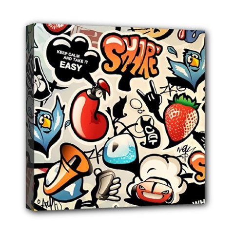 Comical Words Animals Comic Omics Crazy Graffiti Mini Canvas 8  X 8  (stretched)
