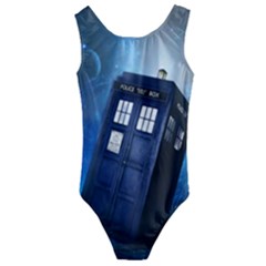 Tardis Doctor Who Space Blue Kids  Cut-out Back One Piece Swimsuit