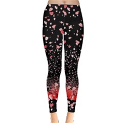 Falling Hearts Heart Navy Leggings 