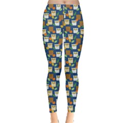 Blue Autumn Owls Leggings 