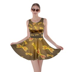 Shine Dragonfly Gold Pattern Skater Dress
