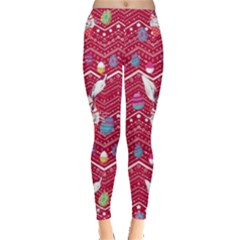 Bunny Easter Eggs Dark Magenta Zigzag Leggings 