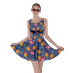Pineapple Flamingo Purple Tropical Beach Skater Dress