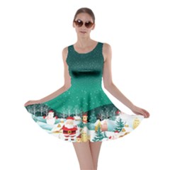 Cadet Blue Snow Cute Christmas Village Winter Skater Dress