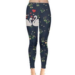 Love Swan Navy Heart Navy Leggings 