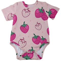 Seamless Strawberry Fruit Pattern Background Baby Short Sleeve Bodysuit