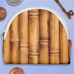 Brown Bamboo Texture  Horseshoe Style Canvas Pouch