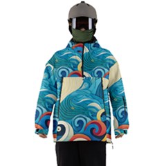 Waves Ocean Sea Abstract Whimsical Abstract Art Pattern Abstract Pattern Water Nature Moon Full Moon Men s Ski And Snowboard Waterproof Breathable Jacket