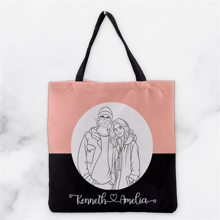 Personalized Hand Draw Style Heart Grocery Tote Bag
