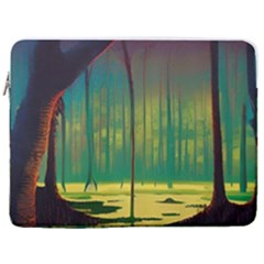 Nature Swamp Water Sunset Spooky Night Reflections Bayou Lake 17  Vertical Laptop Sleeve Case With Pocket