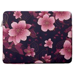 Flower Sakura Bloom 17  Vertical Laptop Sleeve Case With Pocket