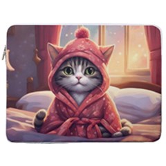 Cat 2 17  Vertical Laptop Sleeve Case With Pocket