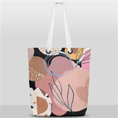 Abstract Boho Bohemian Style Retro Vintage Full Print Rope Handle Tote (small)