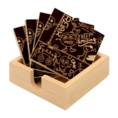 Keep Smiling Doodle Bamboo Coaster Set