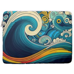 Waves Ocean Sea Abstract Whimsical Abstract Art 3 17  Vertical Laptop Sleeve Case With Pocket